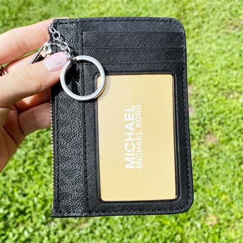 michael kors key ring card holder|michael kors id wallet keychain.